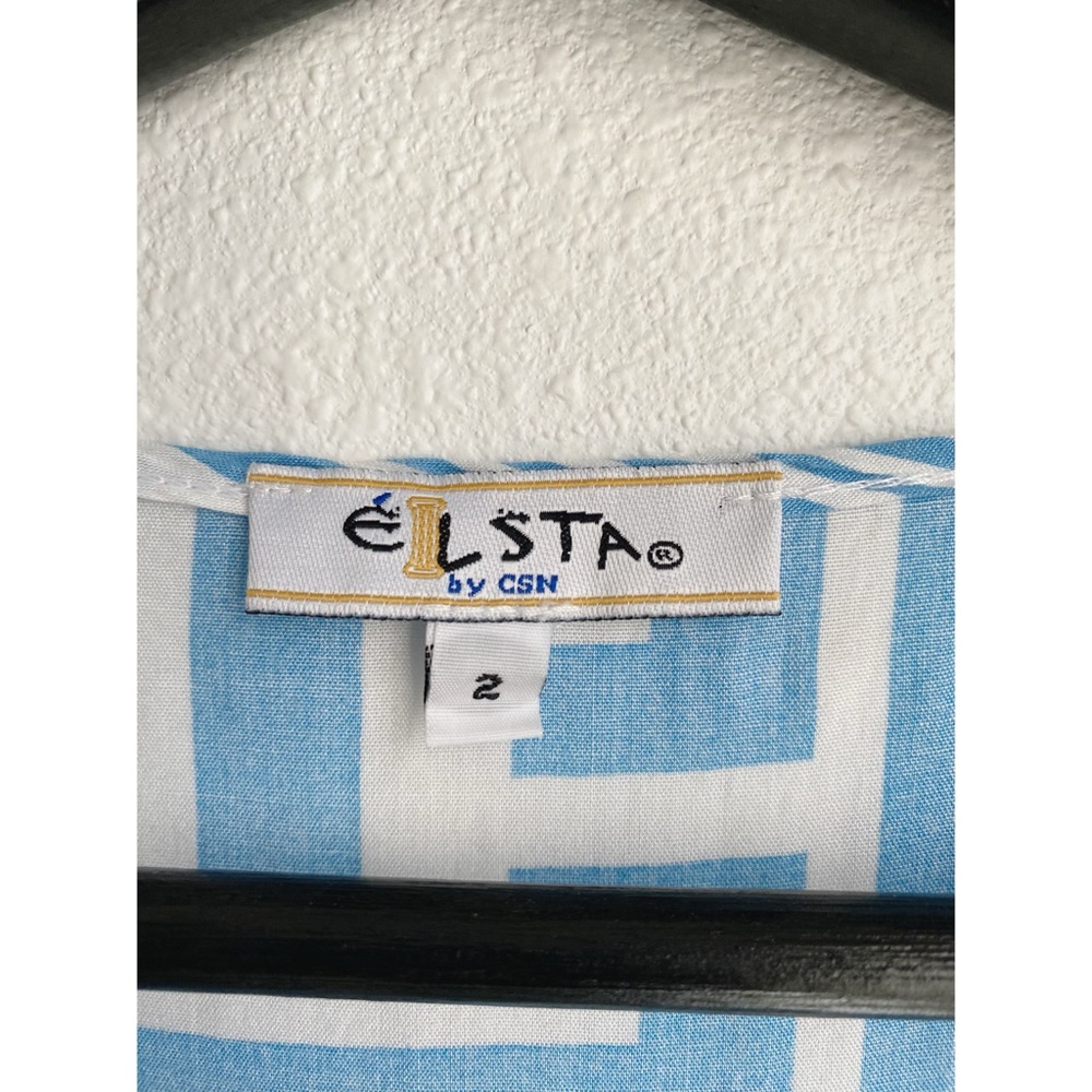 Elsta by CSN Greek Geo Mini Dress // Blue - Picture 5 of 6